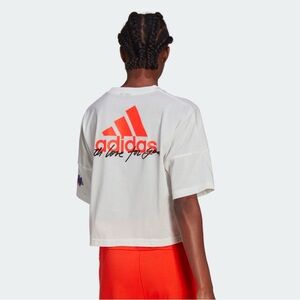 ✨Host pick✨Adidas White and Red Short Sleeve Tee